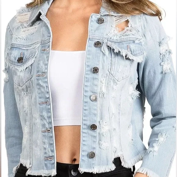 Ripped Denim Jacket - Picture 4 of 6